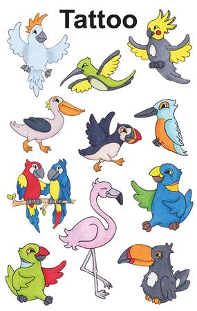 Matrica, tetoválás, 1 ív, 76x120 mm, AVERY ZWECKFORM, "Z-Design No.56762", madarak